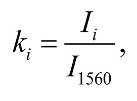 where Ii – the intensity values at the wave numbers of the analyzed components.