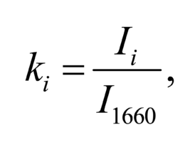 Ii – intensity of spectral lines of the analyzing components